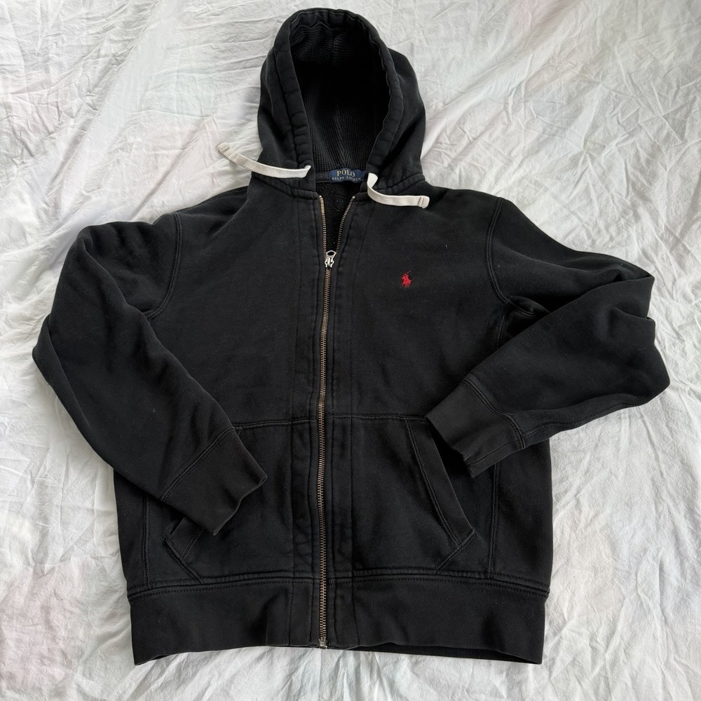 Polo by Ralph Lauren Black Zip-Up Hoodie with Red Pony